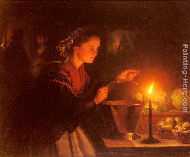 A Market Scene By Candlelight painting - Petrus Van Schendel A Market Scene By Candlelight art painting